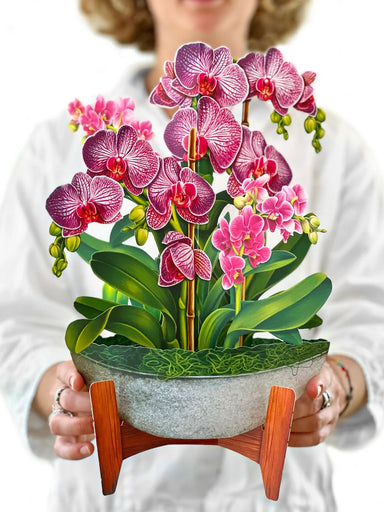 Orchid Oasis Pop Up Flower Bouquet Greeting Card    