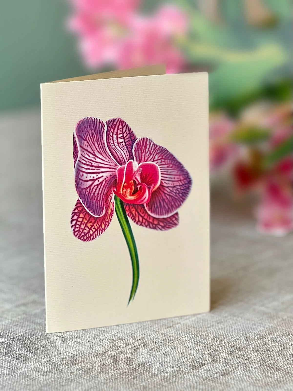 Orchid Oasis Pop Up Flower Bouquet Greeting Card    