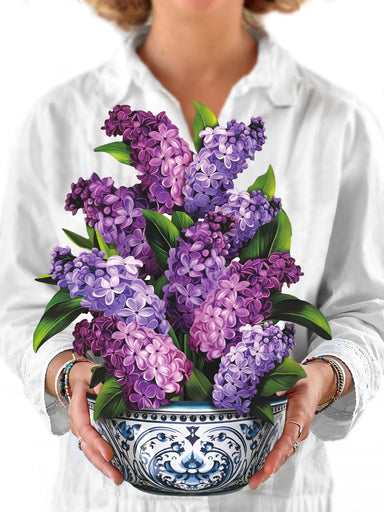 Garden Lilacs Pop Up Flower Bouquet Greeting Card    