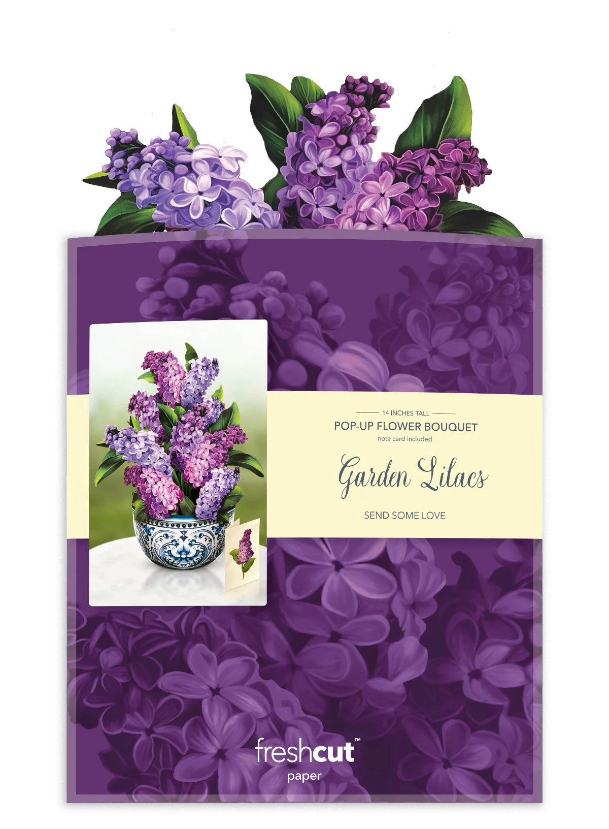 Garden Lilacs Pop Up Flower Bouquet Greeting Card    
