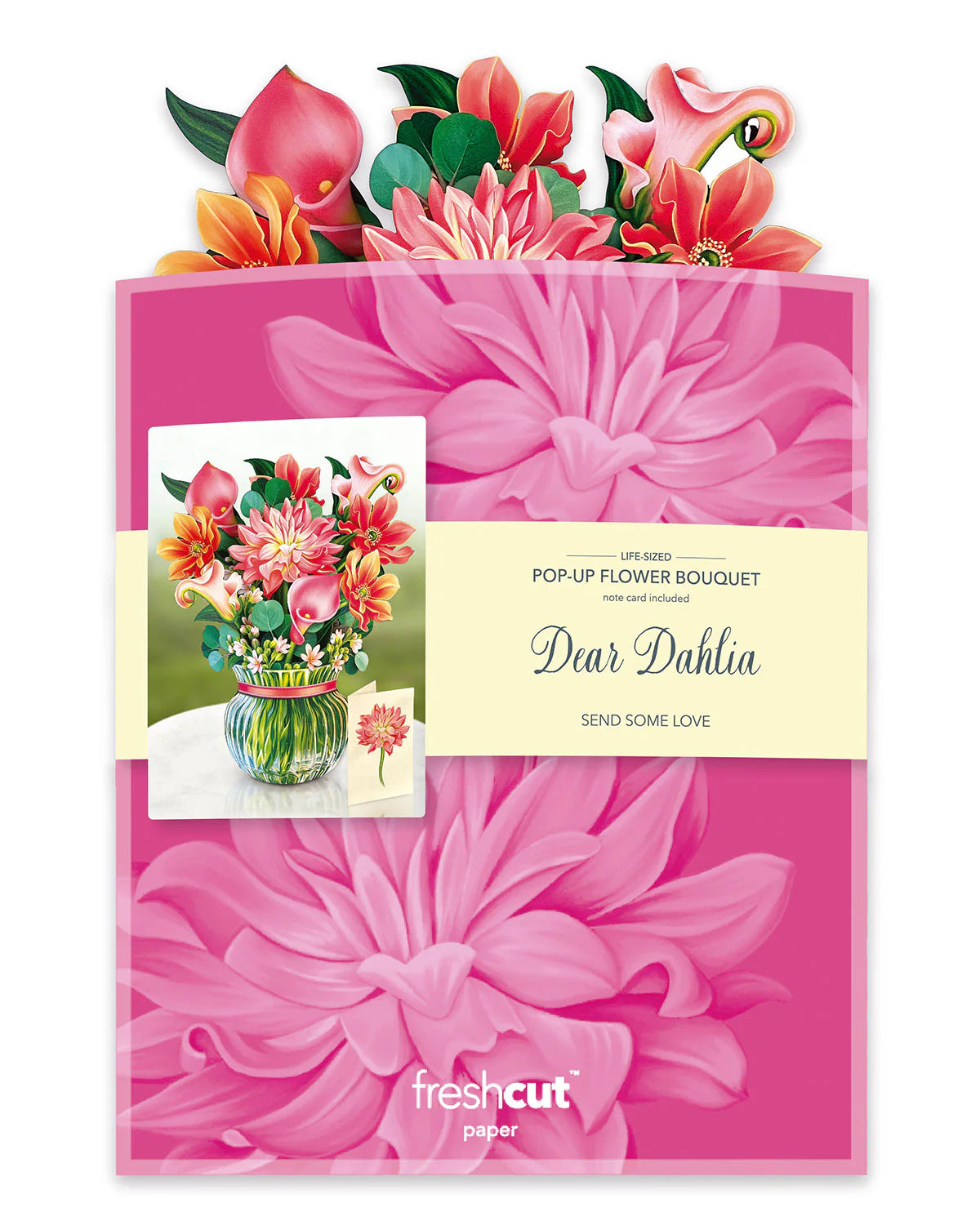 Dear Dahlia Pop Up Flower Bouquet Greeting Card    