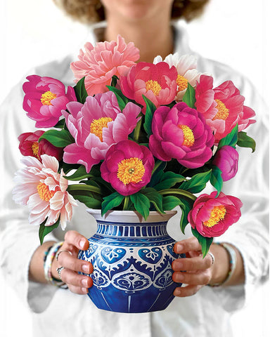 Peony Paradise Pop Up Flower Bouquet Greeting Card    