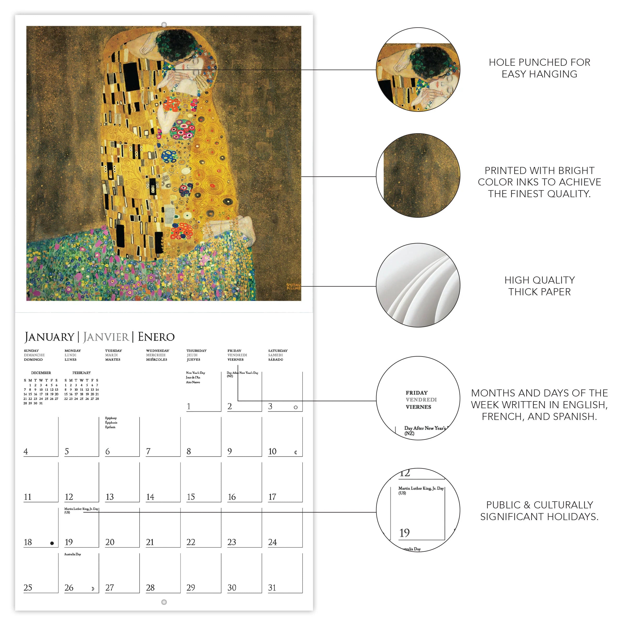 Gustav Klimt 2026 Wall Calendar