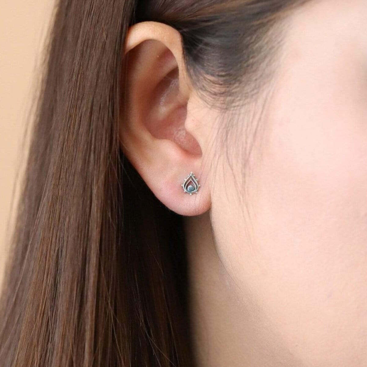 Boma Sterling Silver Moroccan Teardrop Post Earrings