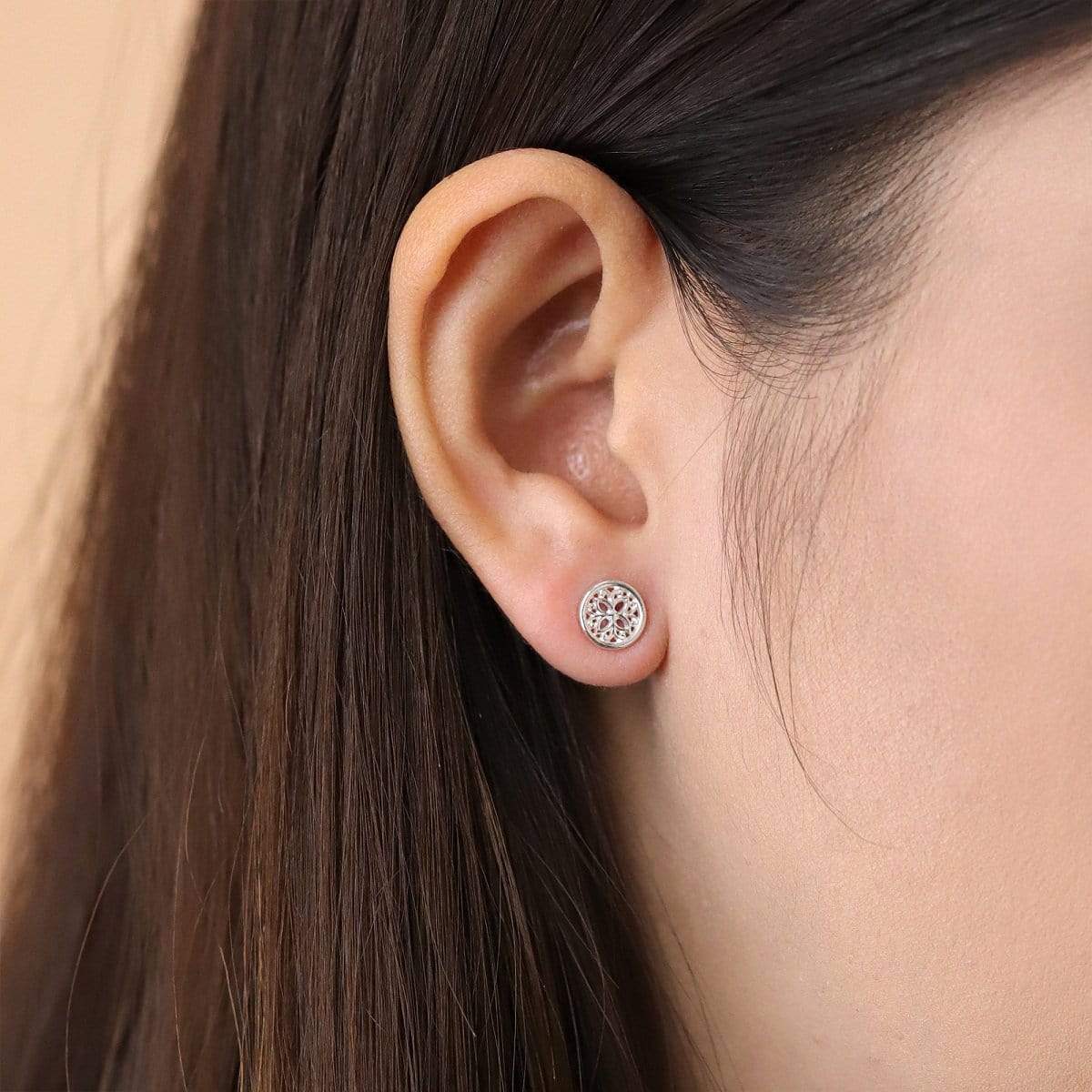 Boma Sterling Silver Open Circle Mandala Stud Earrings
