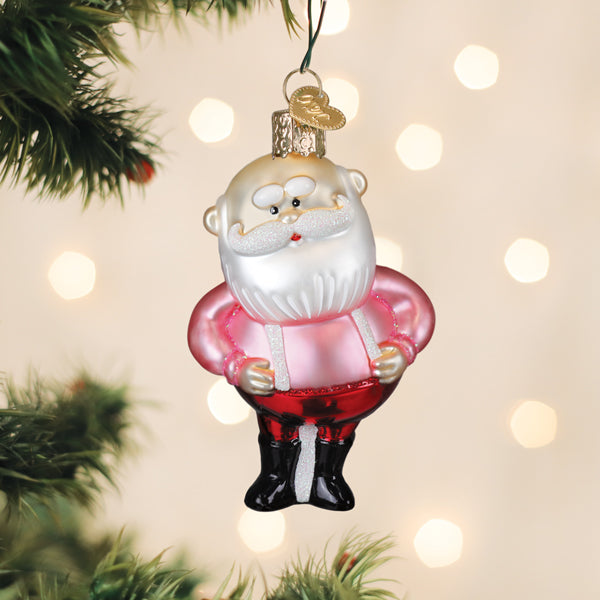 Old World Christmas Rudolph The Red Nose Reindeer Santa in Suspenders Ornament