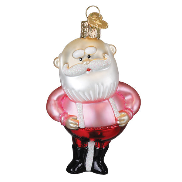 Old World Christmas Rudolph The Red Nose Reindeer Santa in Suspenders Ornament