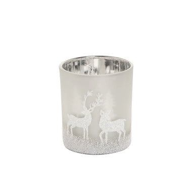 Frosted Deer Glass Votive Holder