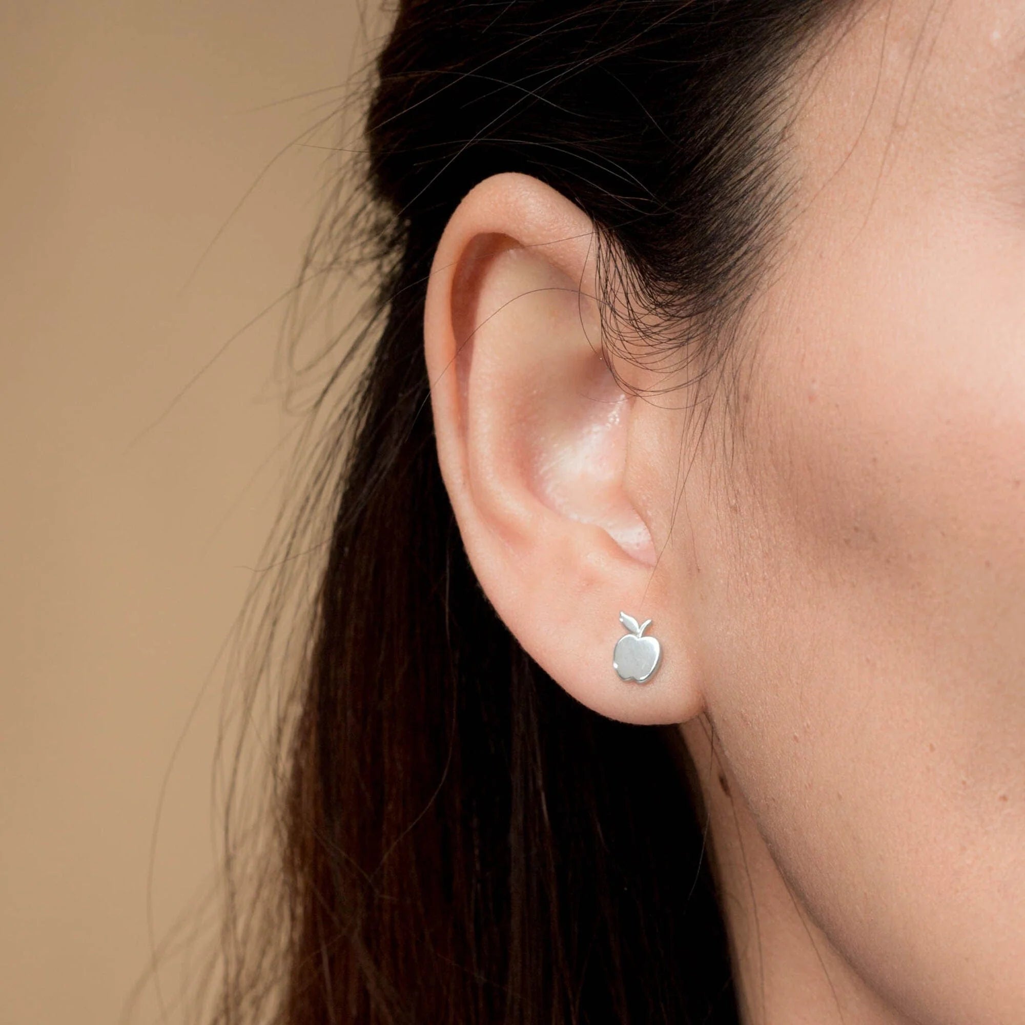Boma Silver Crisp Apple Earring Studs