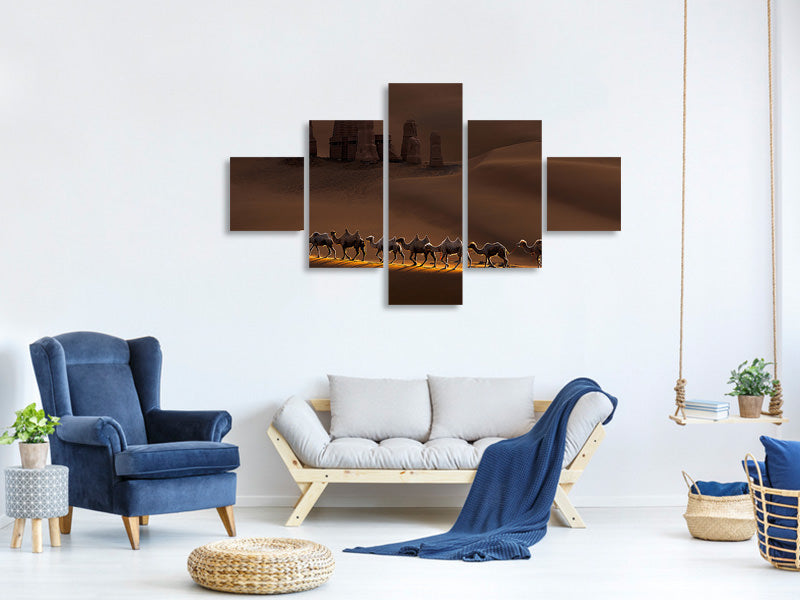 5-piece-canvas-print-castle-and-camels