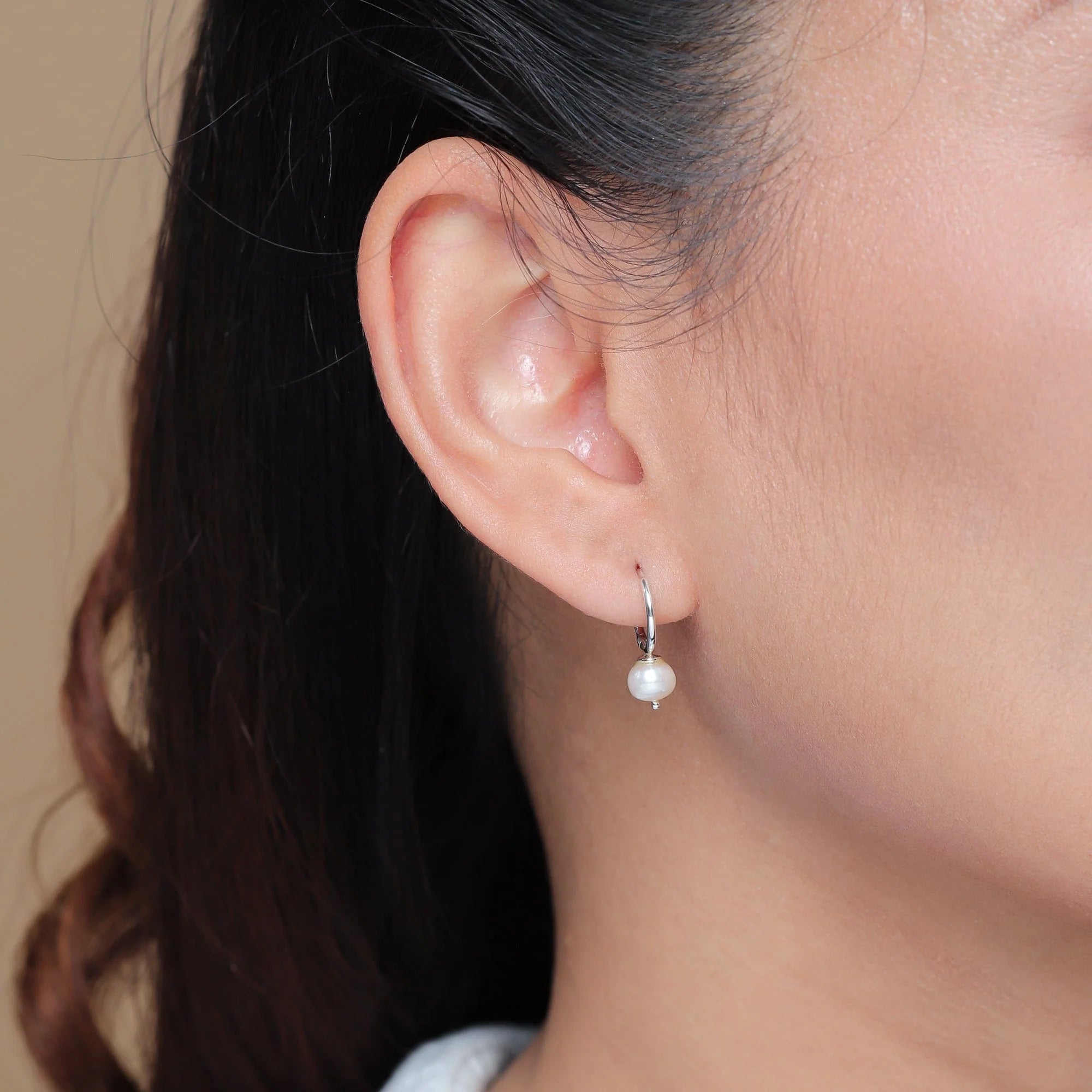 Boma Moonlit Pearl Huggie Earrings