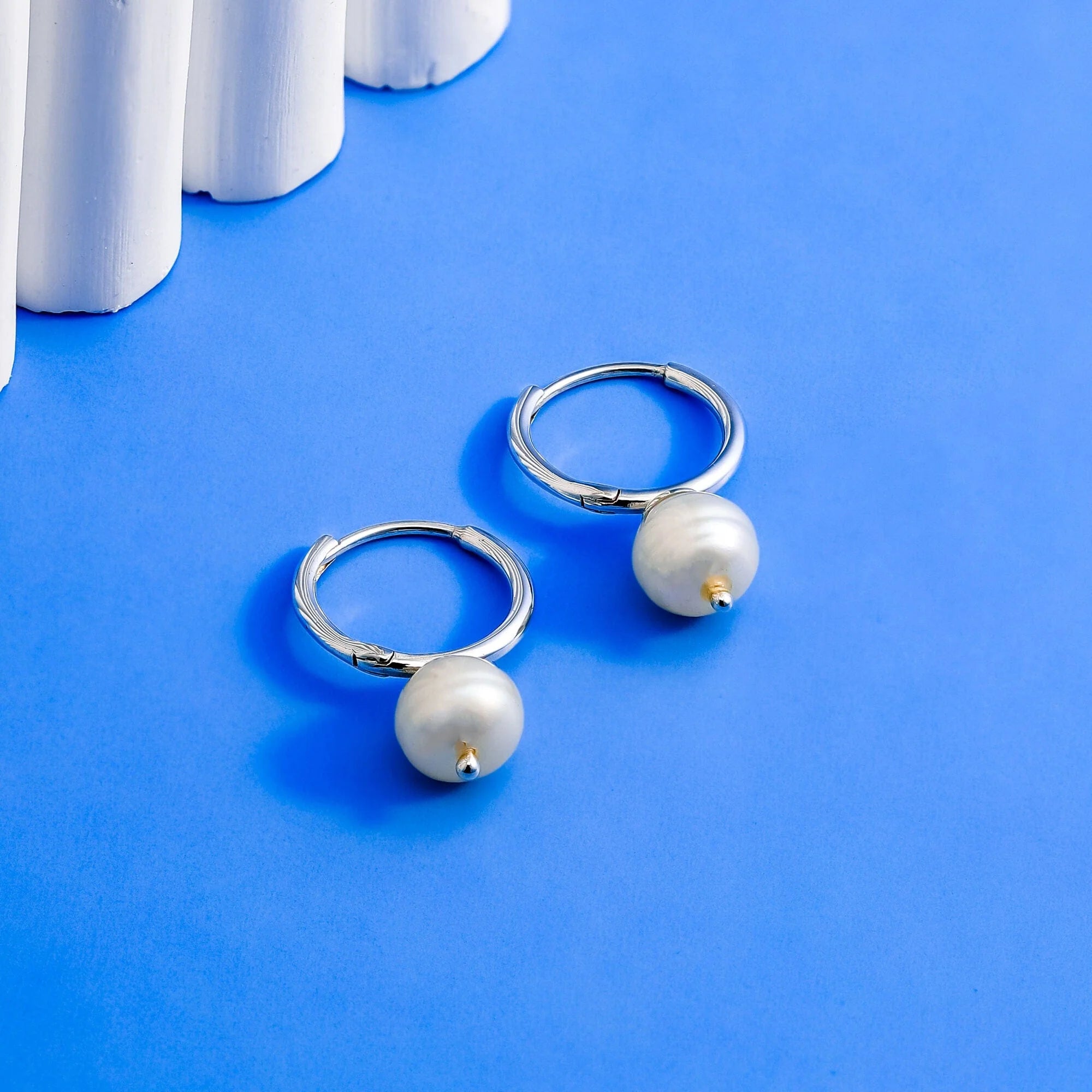 Boma Moonlit Pearl Huggie Earrings