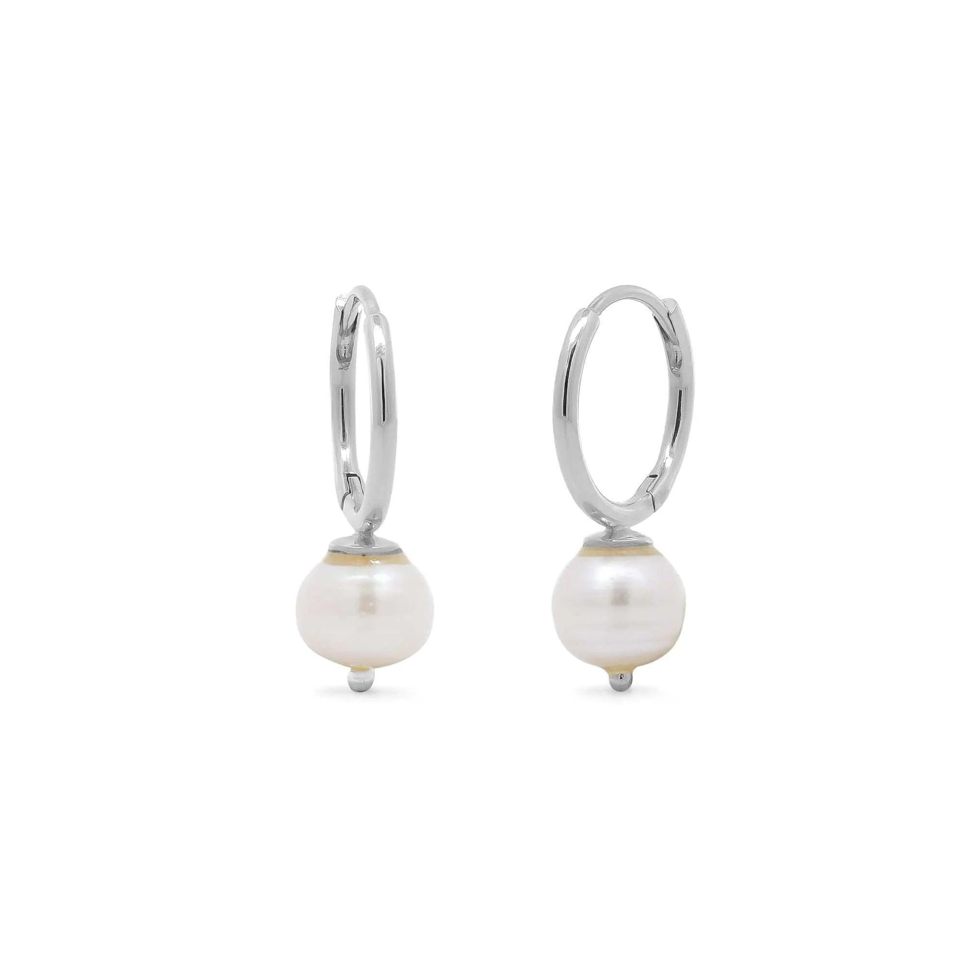 Boma Moonlit Pearl Huggie Earrings