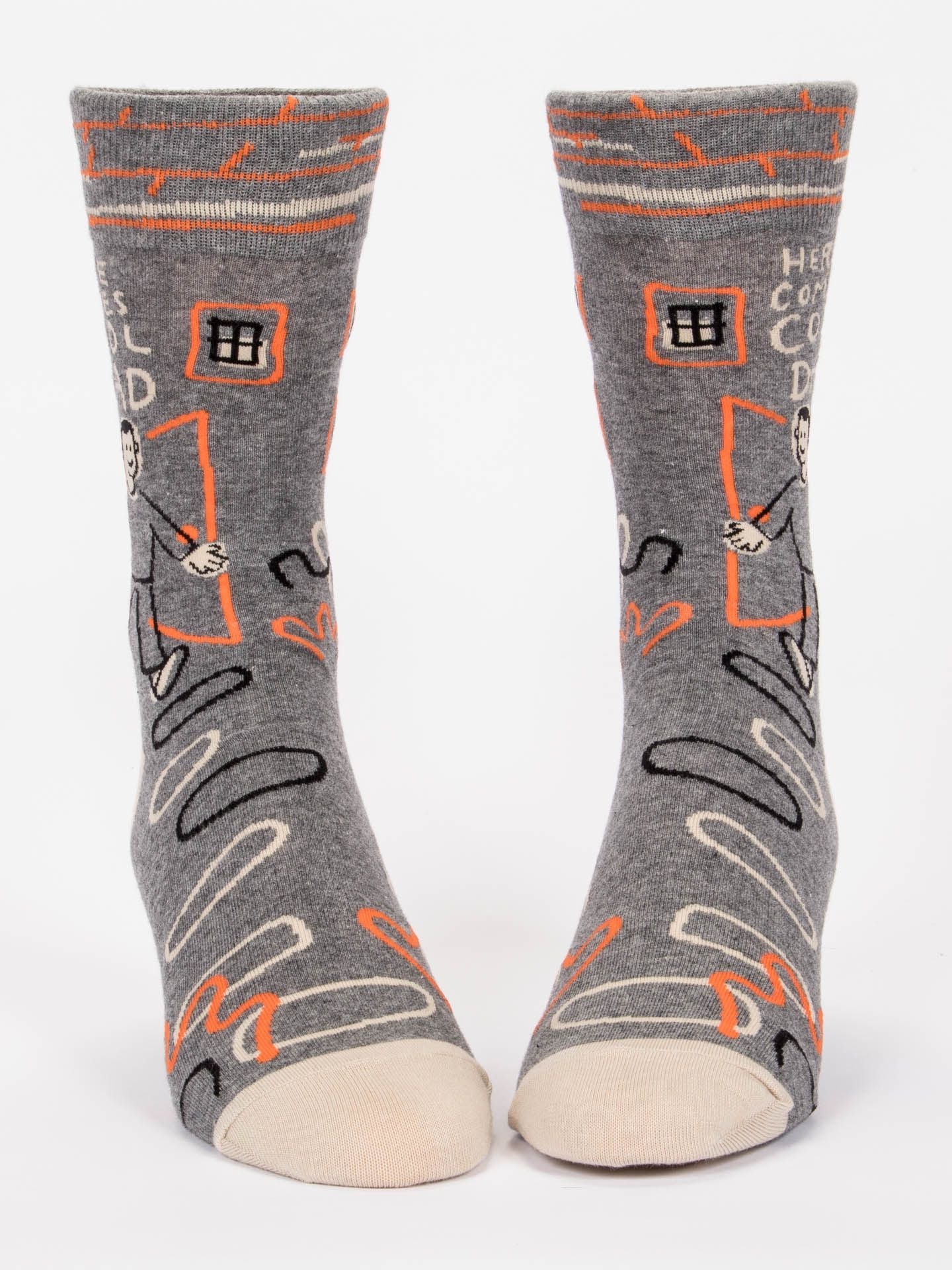 Blue Q Men's Crew Socks - Here Comes Cool Dad