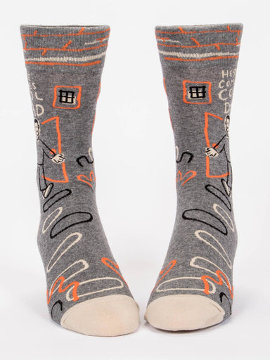 Blue Q Men's Crew Socks - Here Comes Cool Dad
