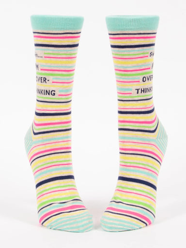 Blue Q Women's Crew Socks - Shhh.. I'm Over-Thinking