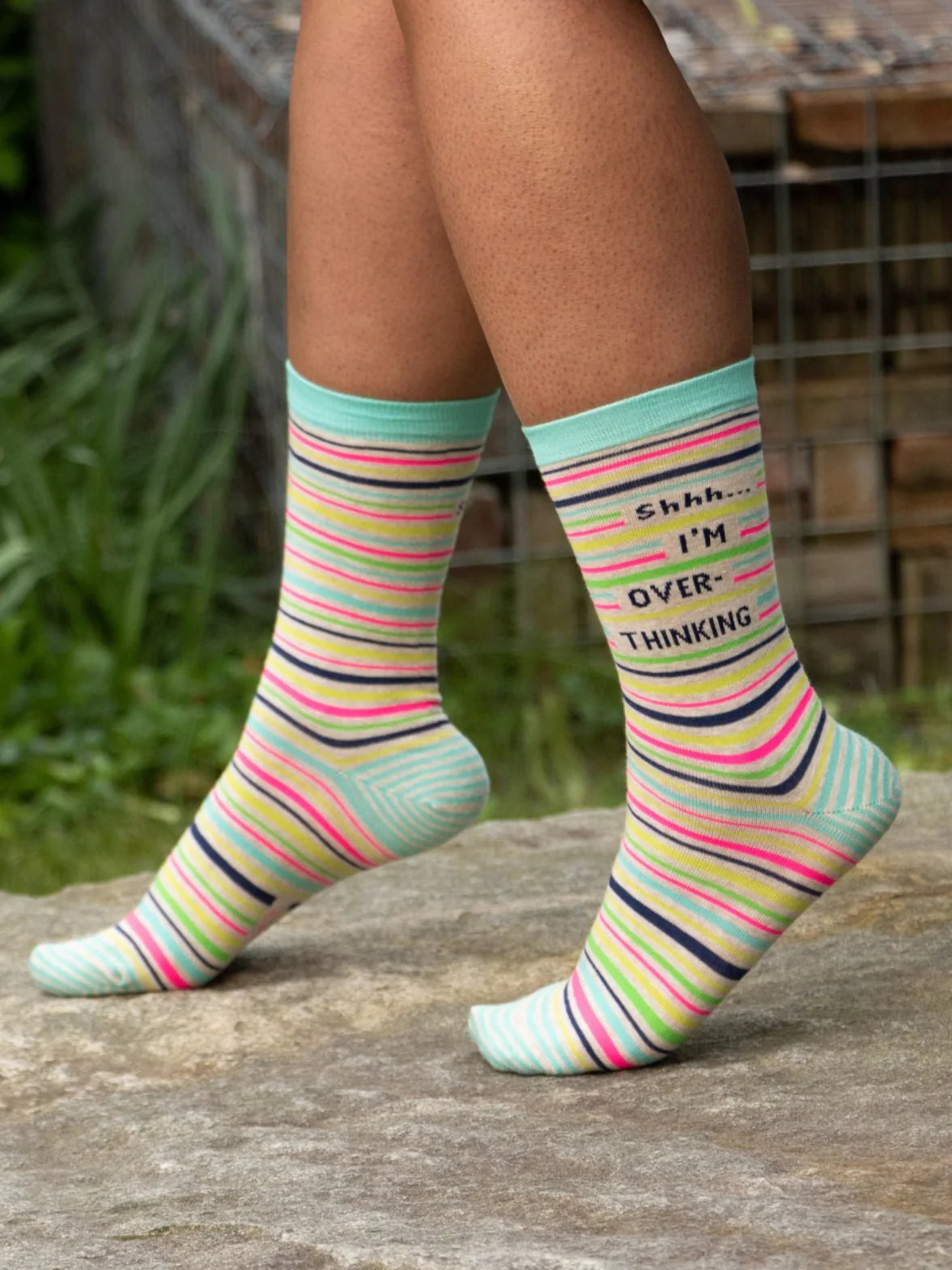Blue Q Women's Crew Socks - Shhh.. I'm Over-Thinking