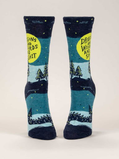 BLUQ Dragons And Wizards And Shit Women's Crew Socks