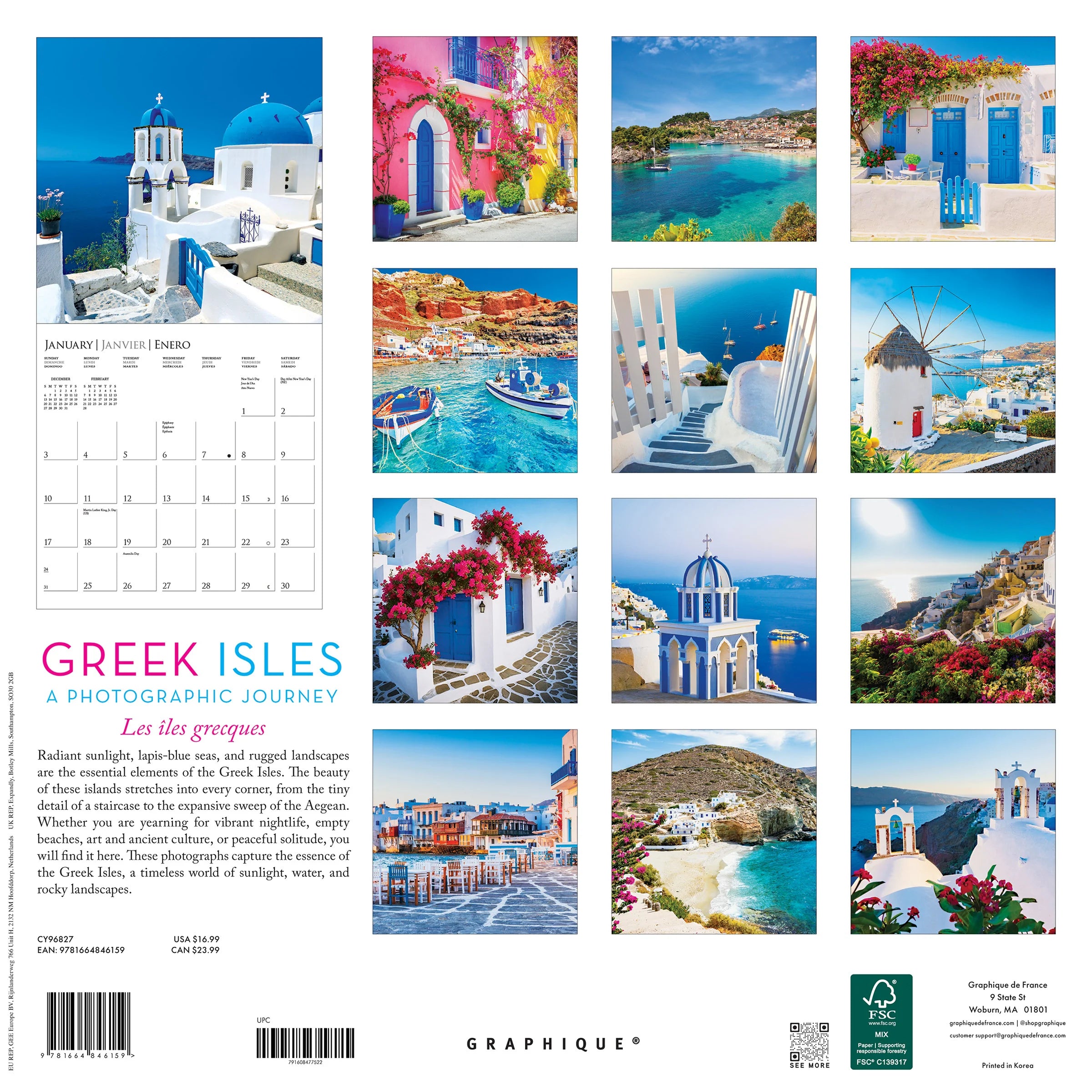 GRPH Greek Isles 2027 Wall Calendar