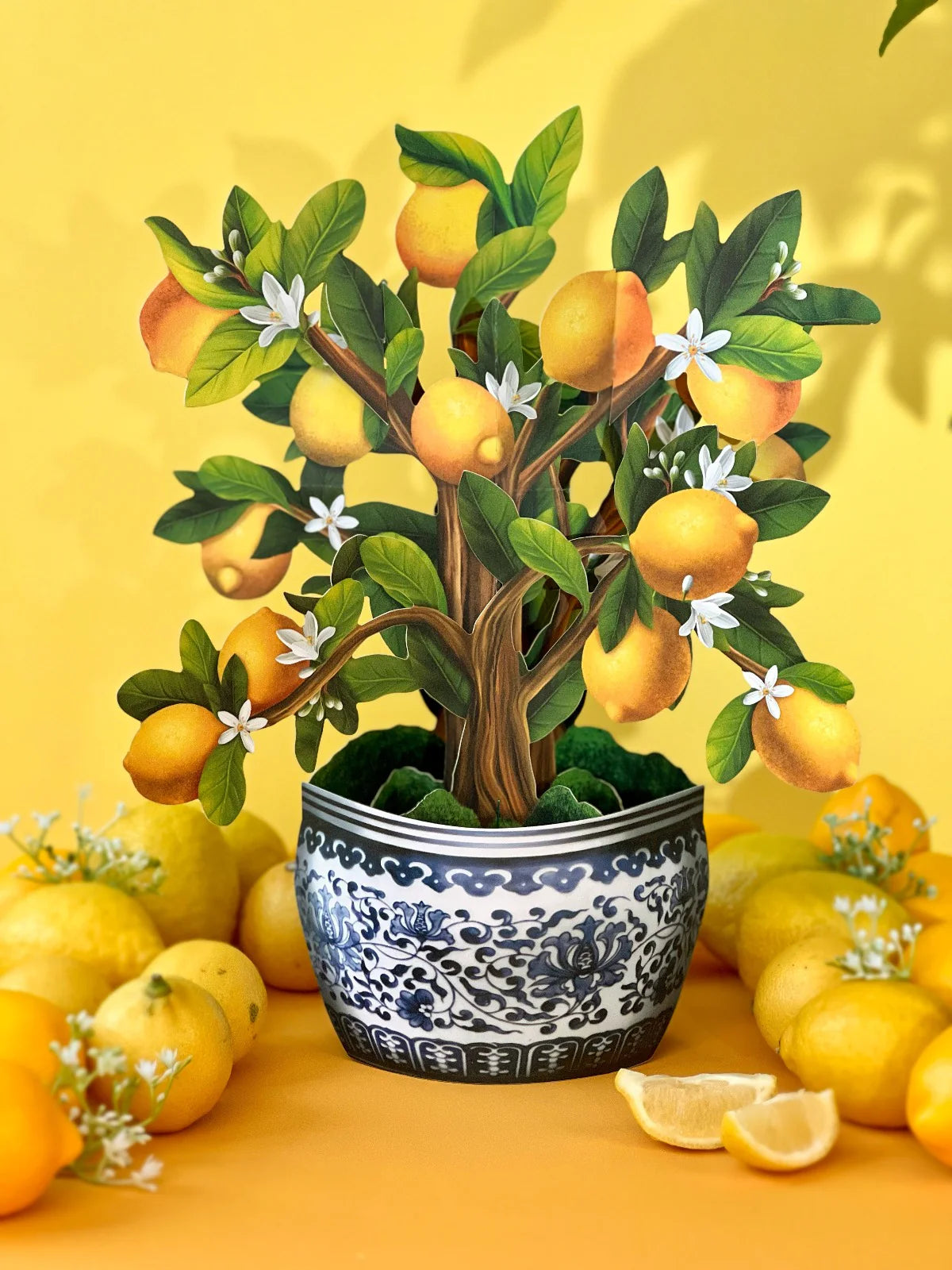 Lemon Blossom Tree Pop Up Flower Bouquet Greeting Card    