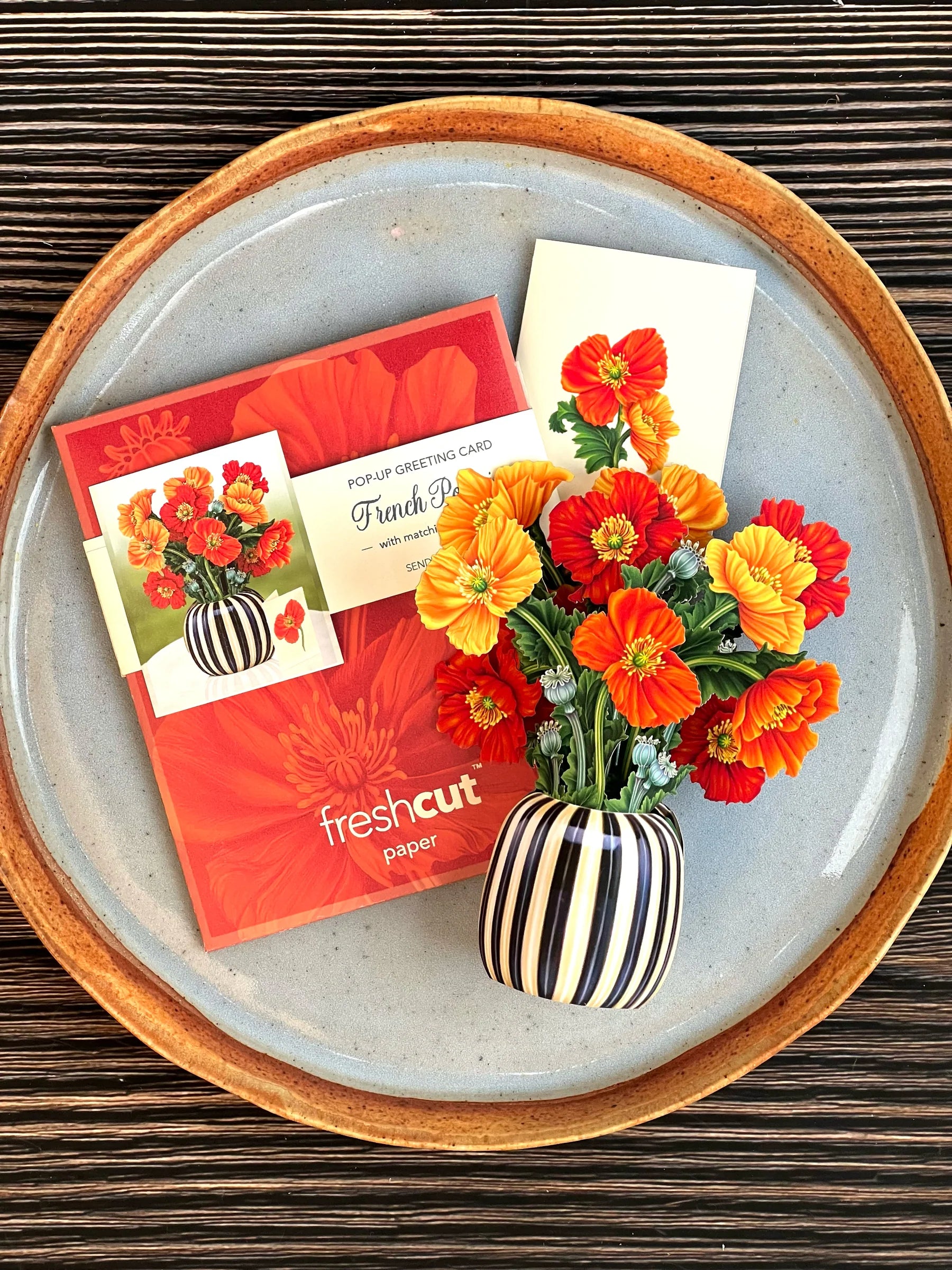 French Poppies Mini Pop Up Flower Bouquet Greeting Card    
