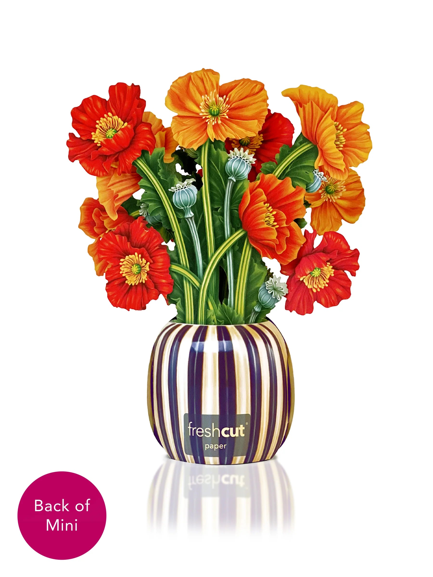 French Poppies Mini Pop Up Flower Bouquet Greeting Card    