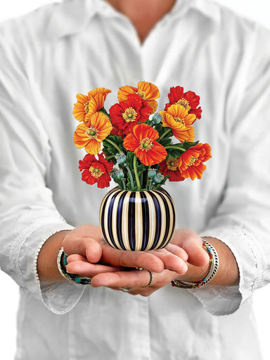 French Poppies Mini Pop Up Flower Bouquet Greeting Card    