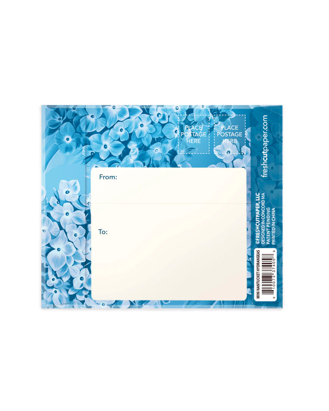 Nantucket Hydrangeas Mini Pop Up Flower Bouquet Greeting Card    