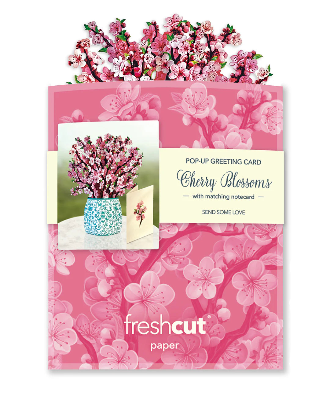 Cherry Blossoms Mini Pop Up Flower Bouquet Greeting Card    