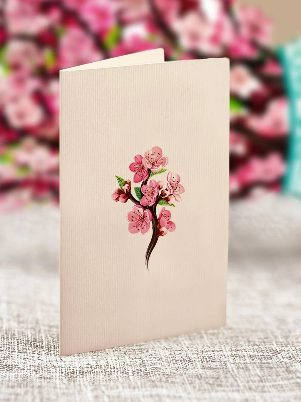 Cherry Blossoms Mini Pop Up Flower Bouquet Greeting Card    