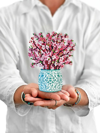 Cherry Blossoms Mini Pop Up Flower Bouquet Greeting Card    