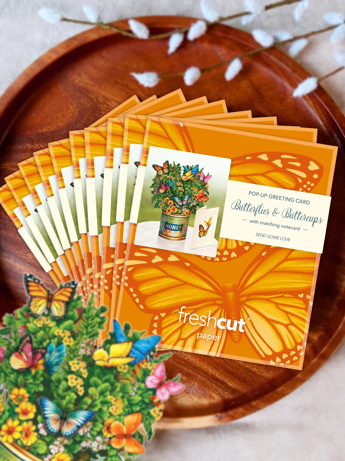 Butterflies & Buttercups Mini Pop Up Flower Bouquet Greeting Card    