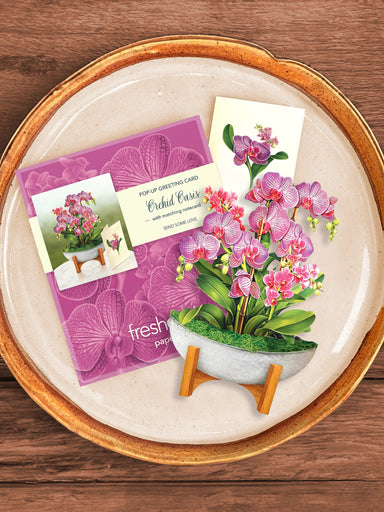 Orchid Oasis Mini Pop Up Flower Bouquet Greeting Card    