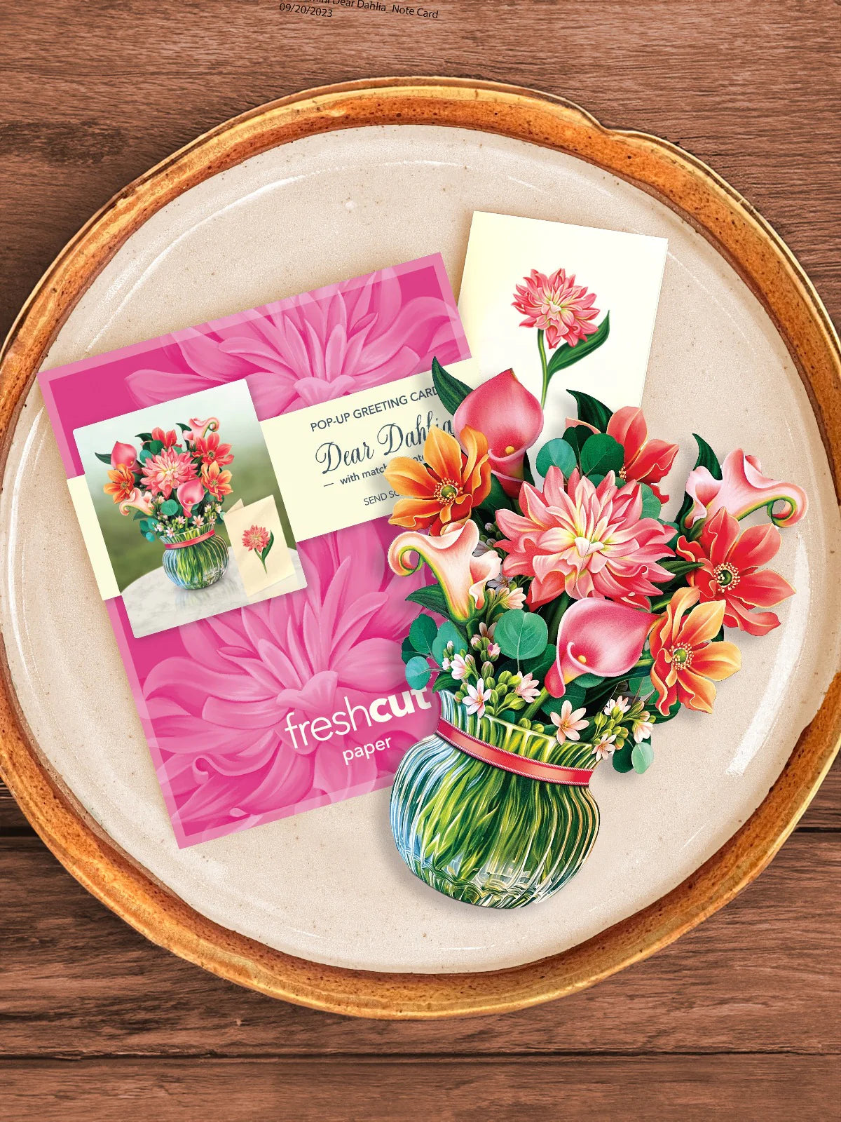Dear Dahlia Mini Pop Up Flower Bouquet Greeting Card    