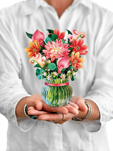 Dear Dahlia Mini Pop Up Flower Bouquet Greeting Card    