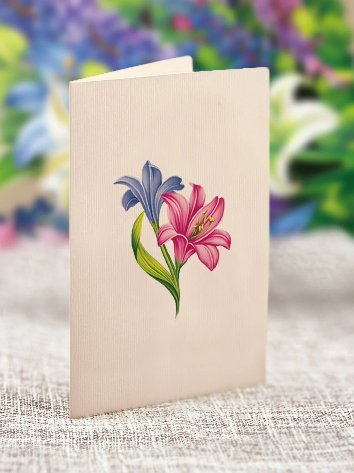 Lilies & Lupines Mini Pop Up Flower Bouquet Greeting Card    
