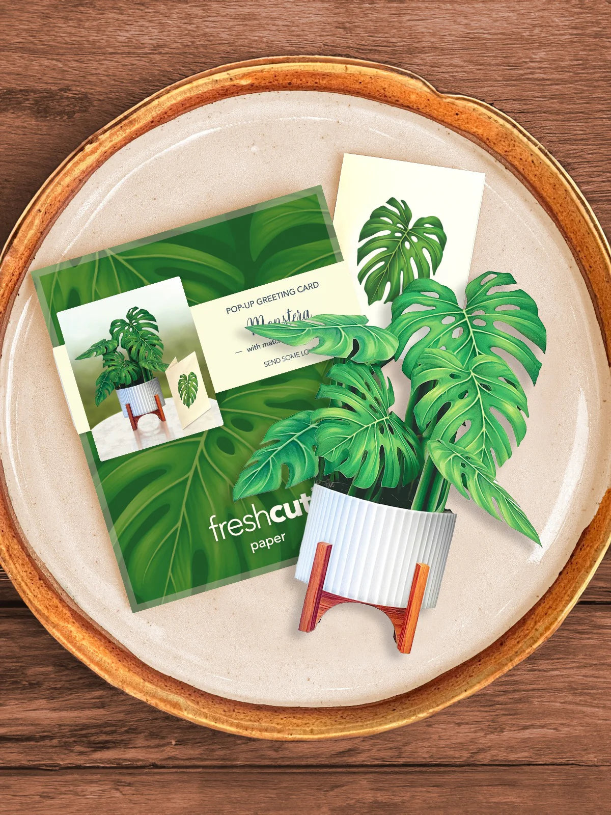 Monstera Mini Pop Up Flower Bouquet Greeting Card    