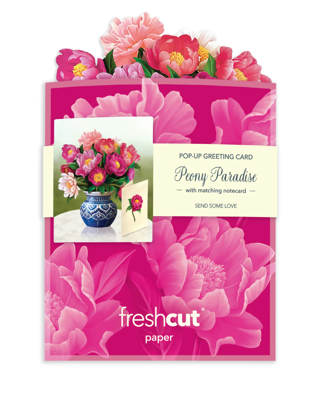 Peony Paradise Mini Pop Up Flower Bouquet Greeting Card    