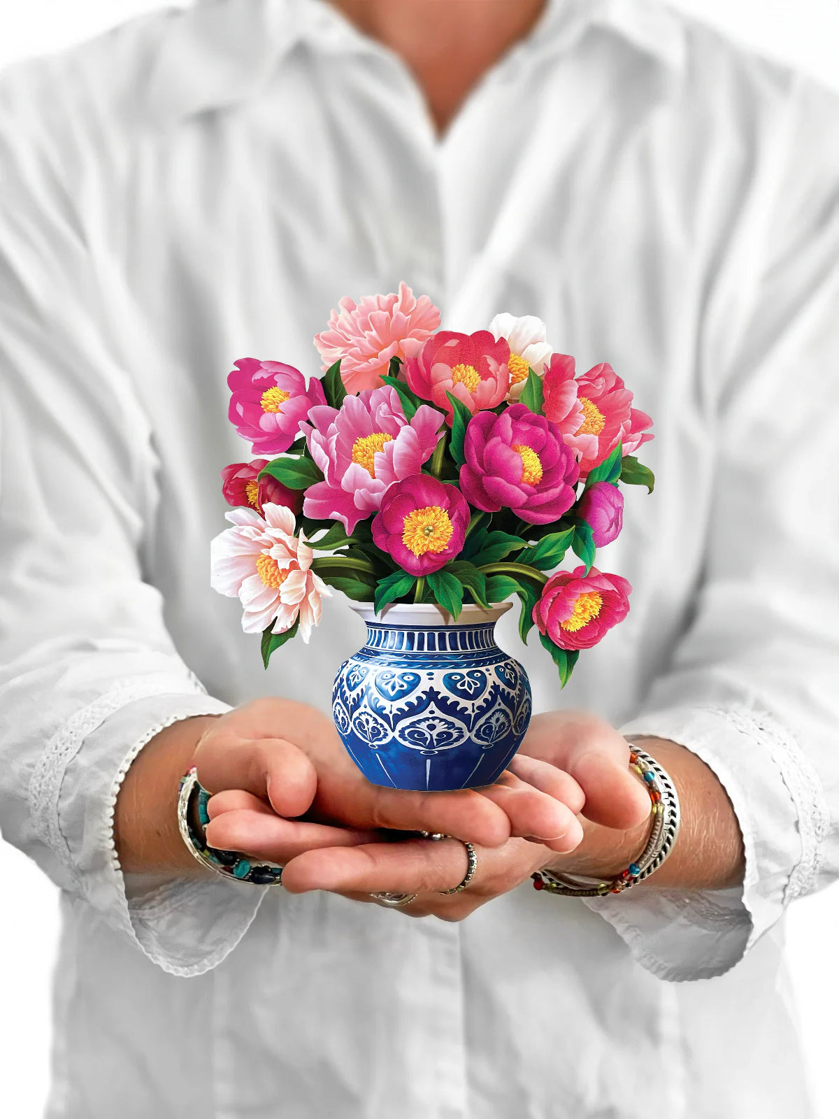 Peony Paradise Mini Pop Up Flower Bouquet Greeting Card    