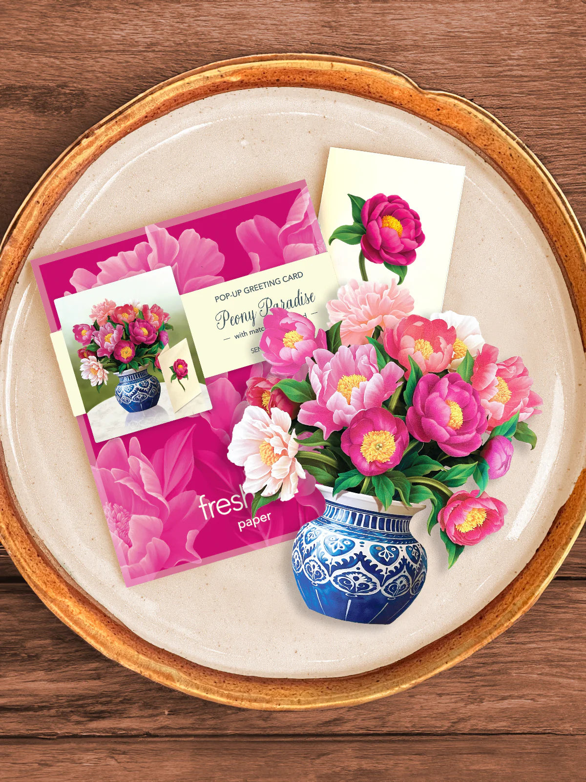 Peony Paradise Mini Pop Up Flower Bouquet Greeting Card    