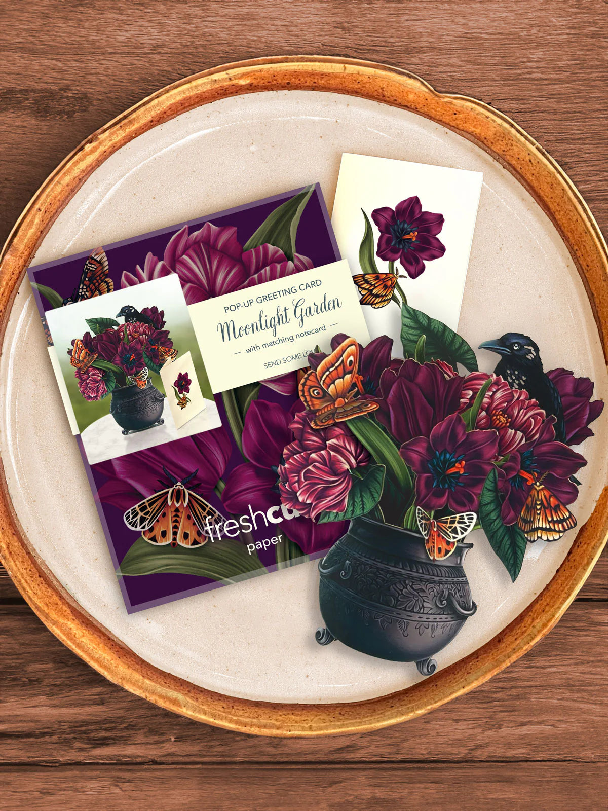 Moonlit Garden Mini Pop Up Flower Bouquet Greeting Card    