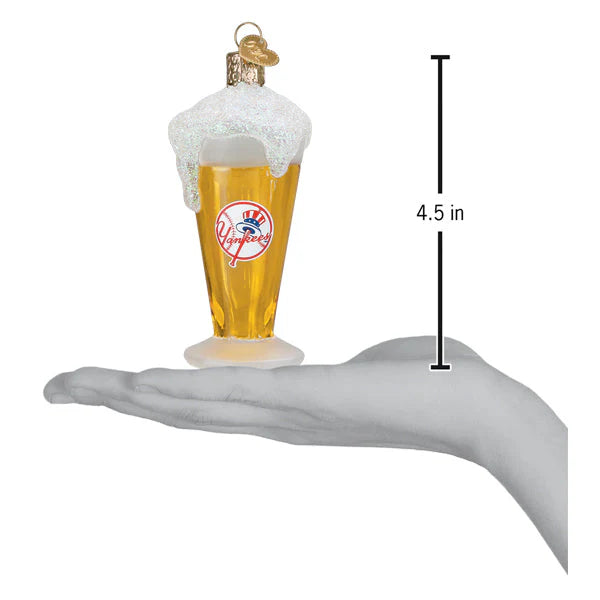 Old World Christmas MLB NY Yankees Beer Glass Ornament