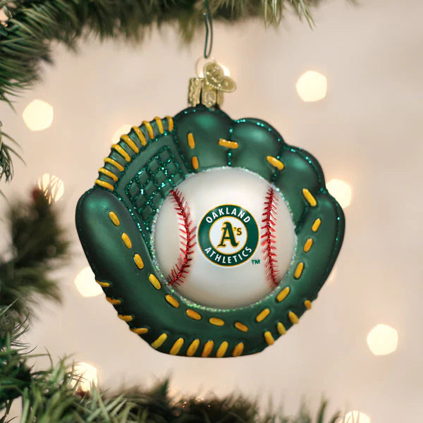 Old World Christmas MLB Oakland A's Mitt and Ball Ornament