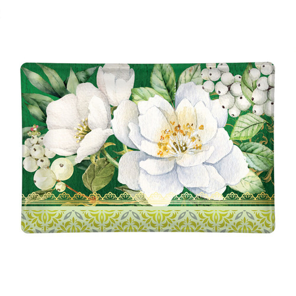 Winter Blooms Glass Soap Dish    