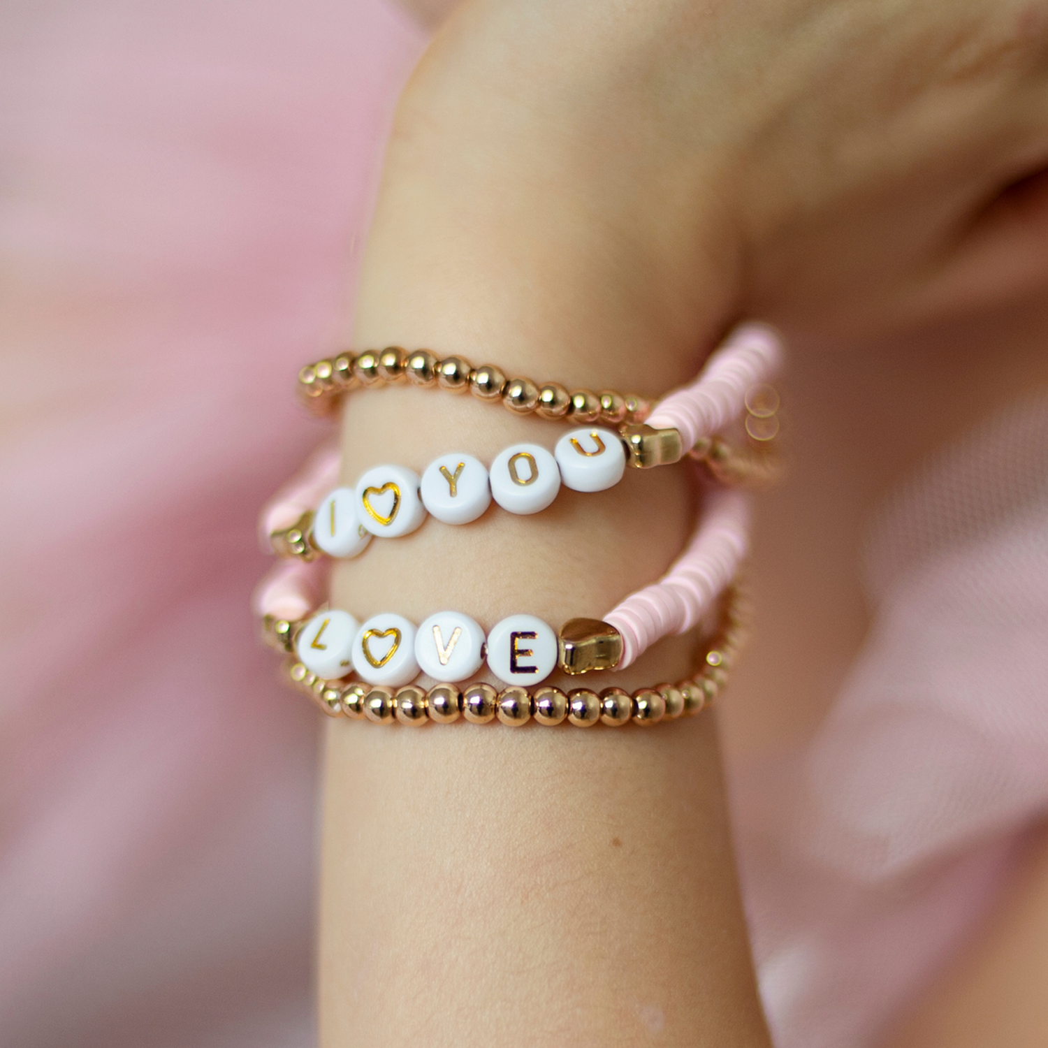 CE Pink Love Bracelets - 4 Pieces
