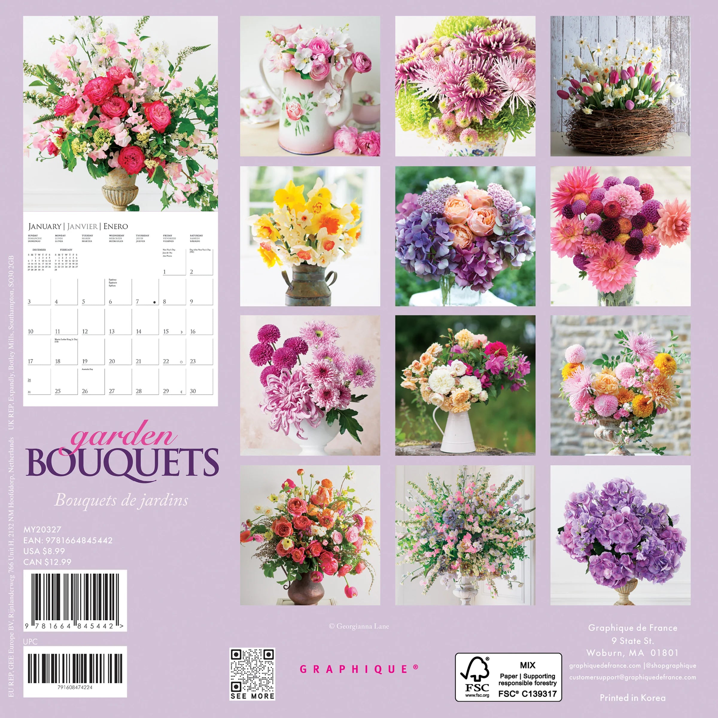 GRPH Garden Bouquets 2027 Mini Wall Calendar