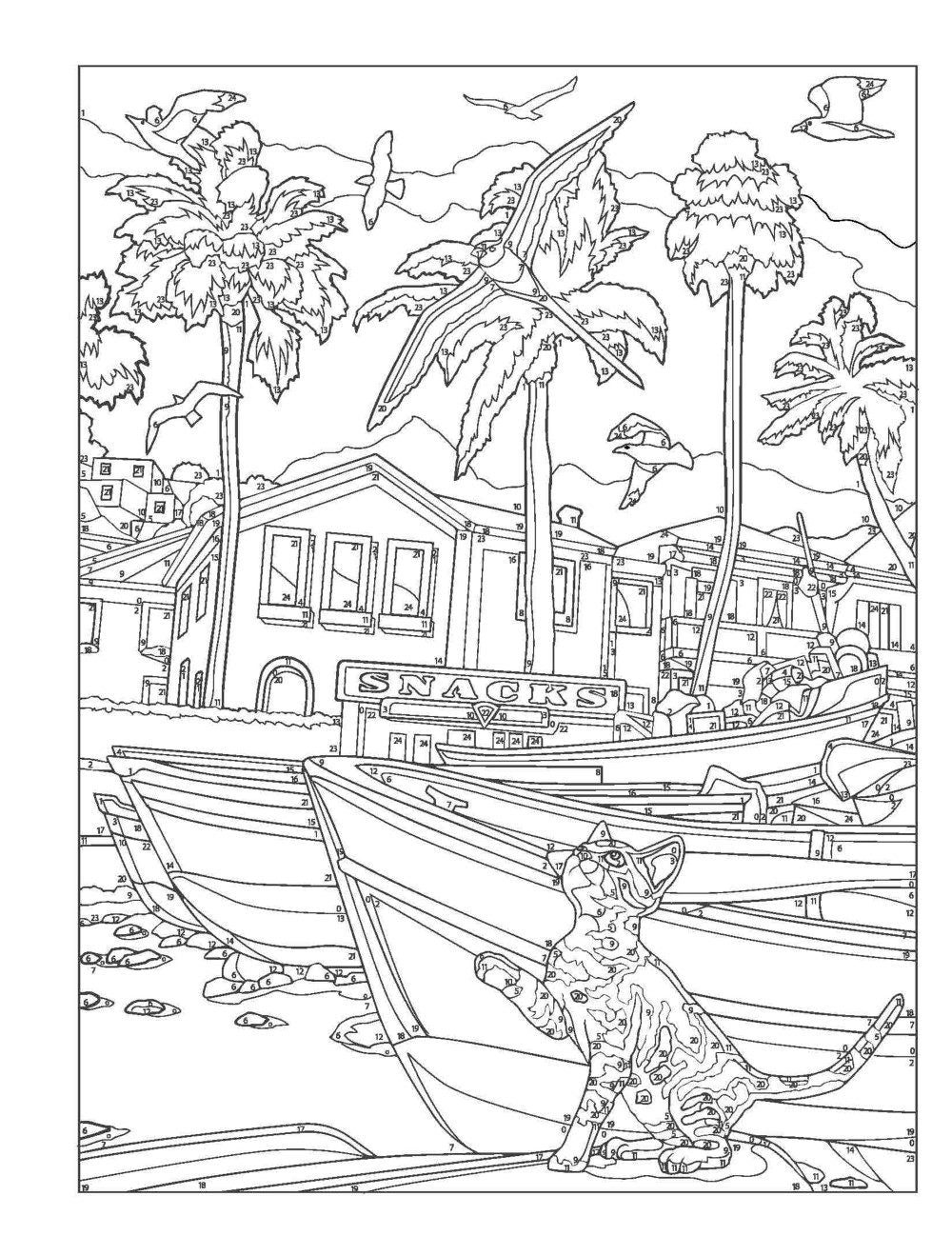 Creative Haven® Color-by-Number: By the Sea