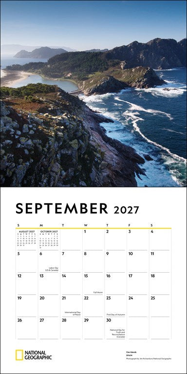 RZZLI National Geographic: Most Beautiful Places 2027 Wall Calendar