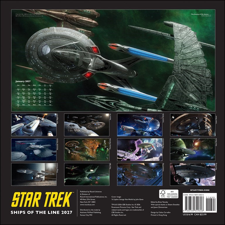 RZZLI Star Trek™ Ships of the Line 2027 Wall Calendar