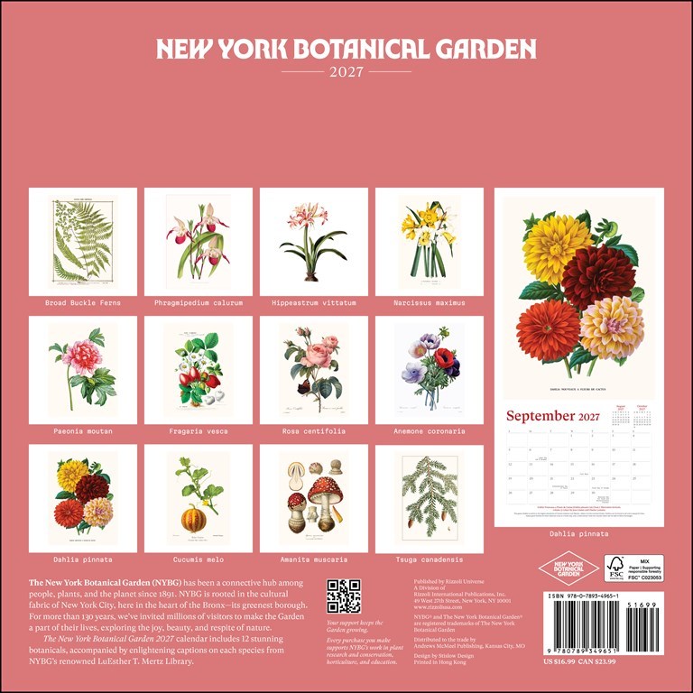 RZZLI New York Botanical Garden 2027 Wall Calendar